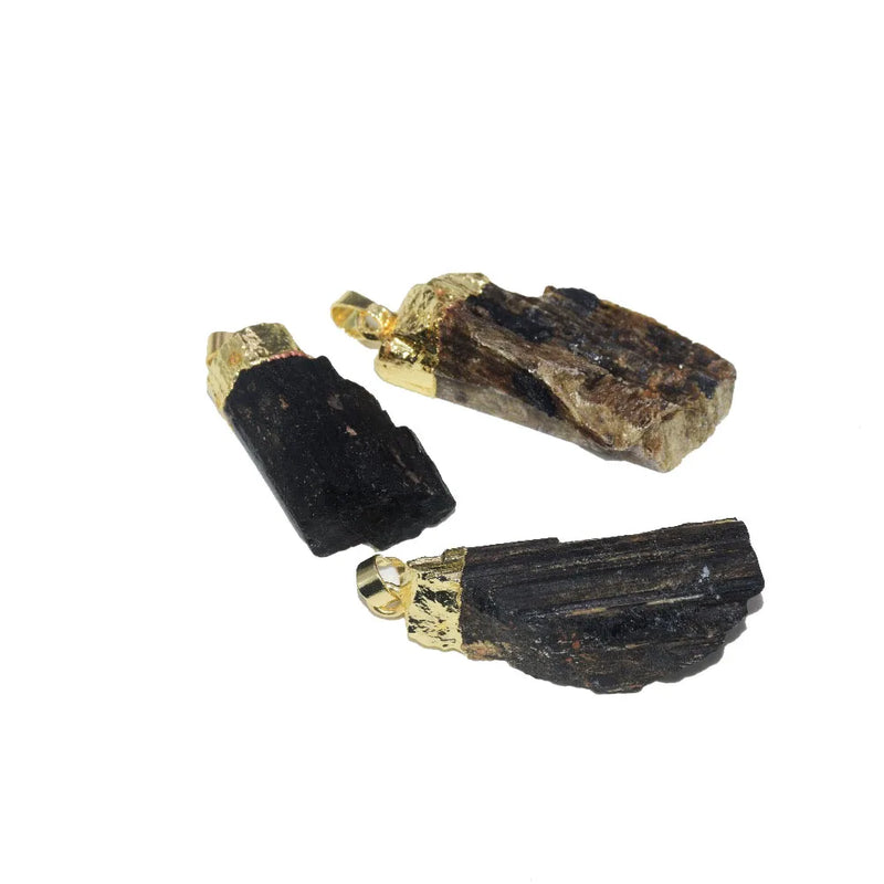 Raw Tourmaline Necklace for Women Pendant Natural Rough Druzy