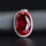 Red Crystal Ruby Diamond Pendant Necklace Silver Choker Jewelry