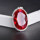 Red Crystal Ruby Diamond Pendant Necklace Silver Choker Jewelry