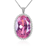 Red Crystal Ruby Diamond Pendant Necklace Silver Choker Jewelry
