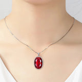 Red Crystal Ruby Diamond Pendant Necklace Silver Choker Jewelry