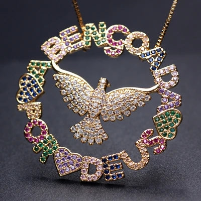 Colorful Cubic Zirconia Heart Pendant Necklace