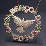Colorful Cubic Zirconia Heart Pendant Necklace
