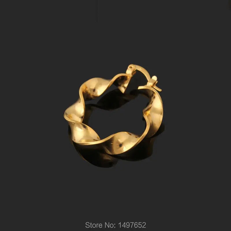 Classic Gold Plated African Style Hoop Earrings