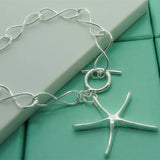 Big Starfish Pendant Bracelet 925 Silver Chain Party Gift