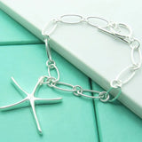 Big Starfish Pendant Bracelet 925 Silver Chain Party Gift