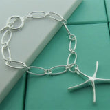 Big Starfish Pendant Bracelet 925 Silver Chain Party Gift