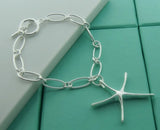 Big Starfish Pendant Bracelet 925 Silver Chain Party Gift