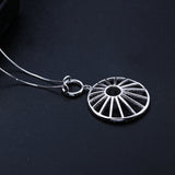 925 Sterling Silver Pave Crystal Round Pendant Necklace