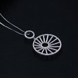 925 Sterling Silver Pave Crystal Round Pendant Necklace
