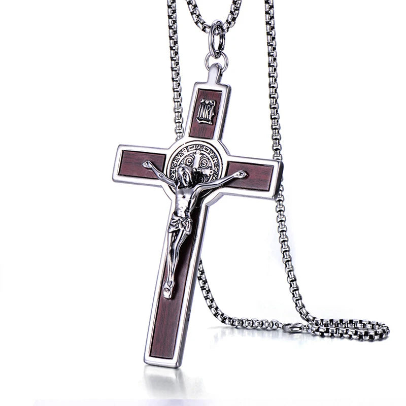 INRI Jesus Cross Crucifix Pendant Necklaces 316L Stainless Steel Chain