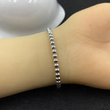 925 Sterling Silver Ball Amber Agate Elastical Bracelet Women Girls Lover Gift