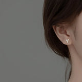 925 Silver CZ Zircon Flower Stud Earrings Women Wedding