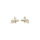 925 Silver CZ Zircon Flower Stud Earrings Women Wedding