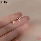 925 Silver CZ Zircon Flower Stud Earrings Women Wedding
