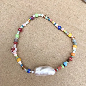 Colorful Seed Beads & Freshwater Pearls Bracelet Set