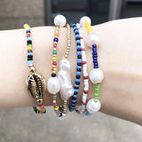 Colorful Seed Beads & Freshwater Pearls Bracelet Set