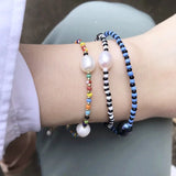 Colorful Seed Beads & Freshwater Pearls Bracelet Set