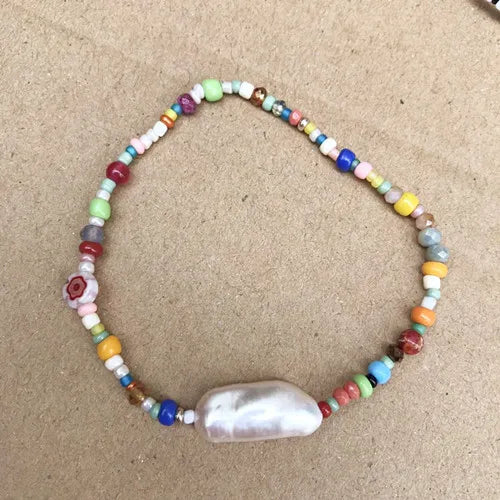 Colorful Seed Beads & Freshwater Pearls Bracelet Set