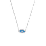 Micro Pave Evil Eye Charm Chain Necklace for Women