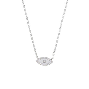 Micro Pave Evil Eye Charm Chain Necklace for Women
