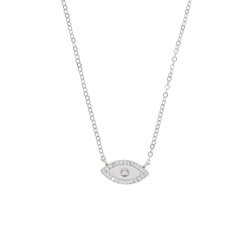 Micro Pave Evil Eye Charm Chain Necklace for Women
