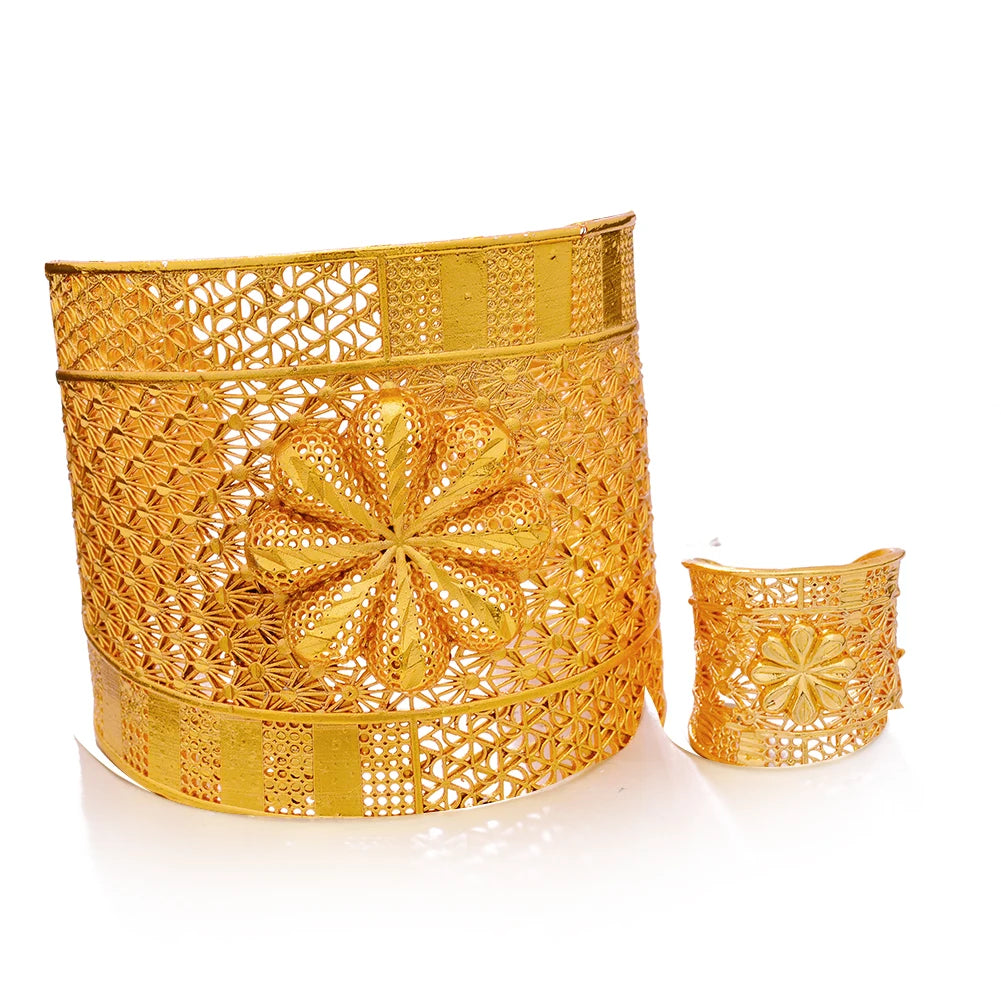 Dubai 24K Bangles For Women Ethiopian Bracelets With Ring