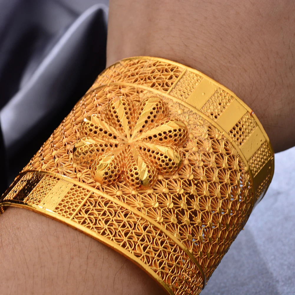 Dubai 24K Bangles For Women Ethiopian Bracelets With Ring