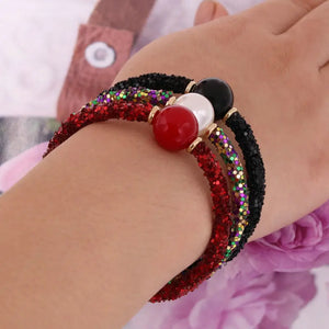 Sequined Resin Charm Bracelet Wedding Party Jewelry