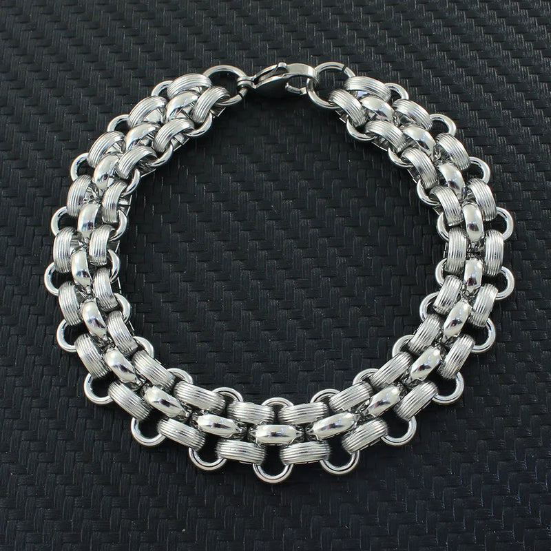 Silver Stainless Steel Crystal Bracelet for Man & Woman BKC19