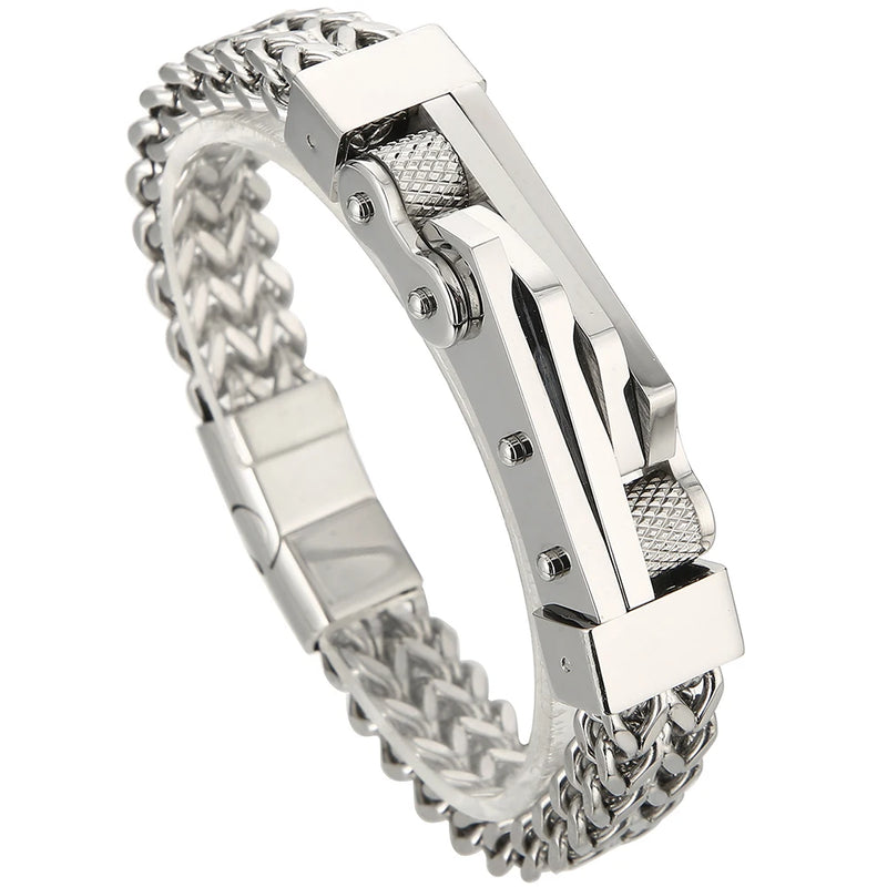 Plated Stainless Steel Men's Bike Chain Bracelet