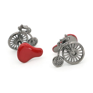 Bike Bicycle Cufflinks Brass Material Red Cuff Links