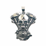 Biker Big Engine Skull Pendant 316L Stainless Steel