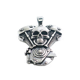Biker Big Engine Skull Pendant 316L Stainless Steel