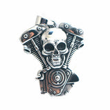 Biker Big Engine Skull Pendant 316L Stainless Steel