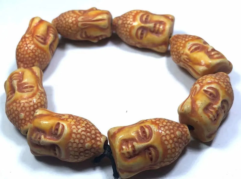 Vintage Classic Yellow Buddha Totem Biker Bracelet