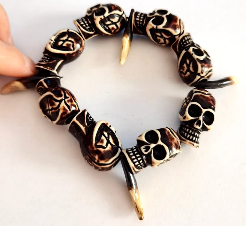 Skull Tooth Biker Bracelet Punk Bangle Men Women Gift Jewelry