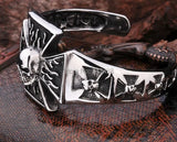 Stainless Steel Evil Skull Death's Head Cross Men Bangle Bracelet