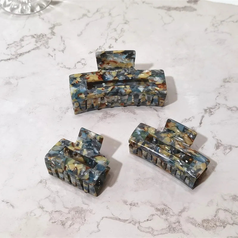 Bilandi Korea Colorful Acetate Hair Clips Geometric Square Hollow Shark