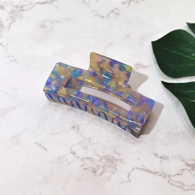 Bilandi Korea Colorful Acetate Hair Clips Geometric Square Hollow Shark