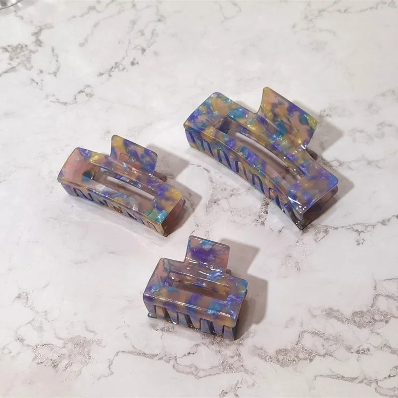 Bilandi Korea Colorful Acetate Hair Clips Geometric Square Hollow Shark