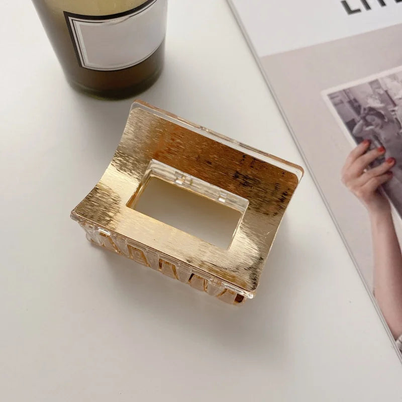 Korea Resin Hair Claw Clips Geometric Square Hollow Shark Hair Clip