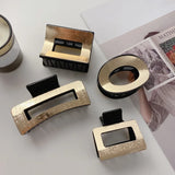 Korea Resin Hair Claw Clips Geometric Square Hollow Shark Hair Clip