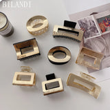 Korea Resin Hair Claw Clips Geometric Square Hollow Shark Hair Clip