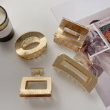 Korea Resin Hair Claw Clips Geometric Square Hollow Shark Hair Clip