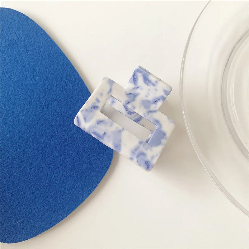 Korea Resin Mixed Geometric Square Shark Hair Clip