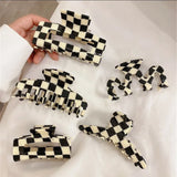 Bilandi Plaid Acrylic Hair Clips Square Geometric Shark Hair Clip