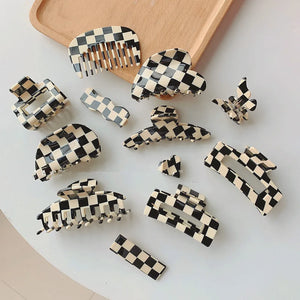 Bilandi Plaid Acrylic Hair Clips Square Geometric Shark Hair Clip
