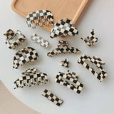 Bilandi Plaid Acrylic Hair Clips Square Geometric Shark Hair Clip
