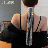 Full Rhinestone Hairpins Tassel Crystal Hair Clip Wedding Party